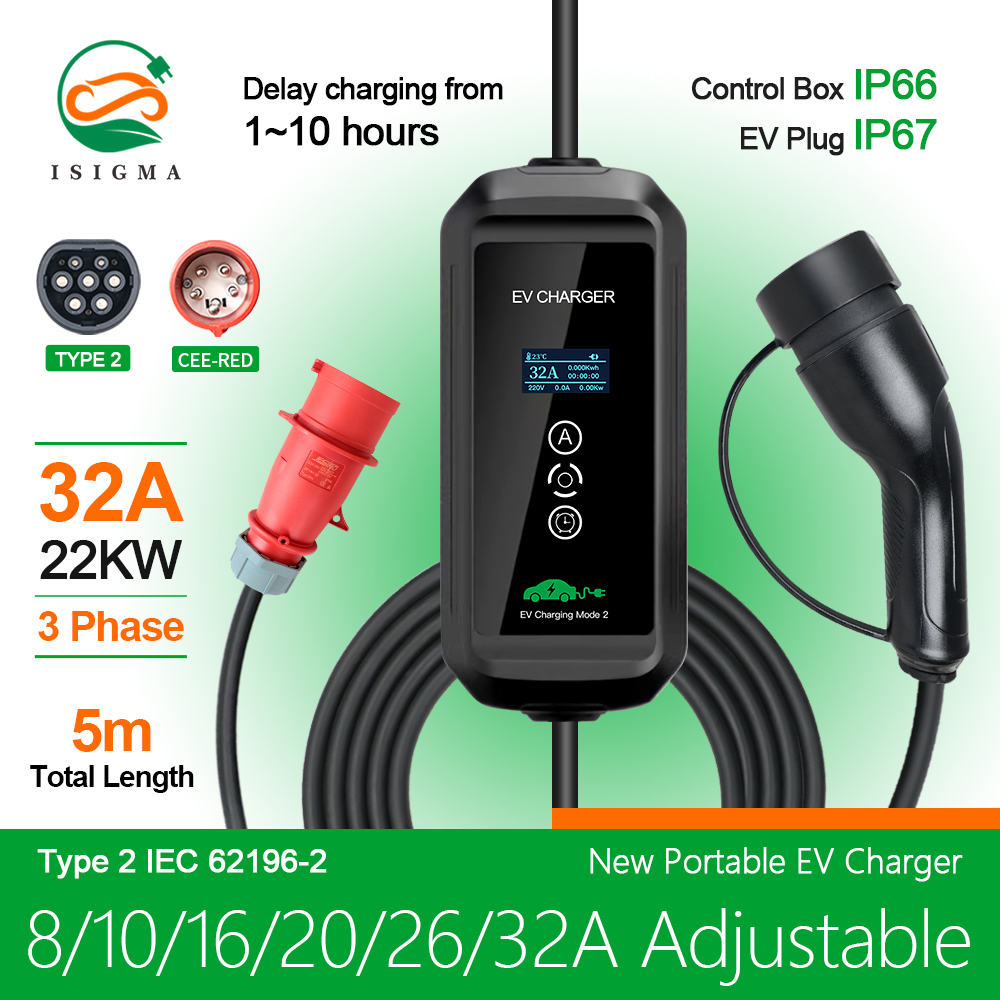 EV Charger 22kw 3 Phase Type 2 - огляд і ціна Ev Charging Cable 5M 22Kw