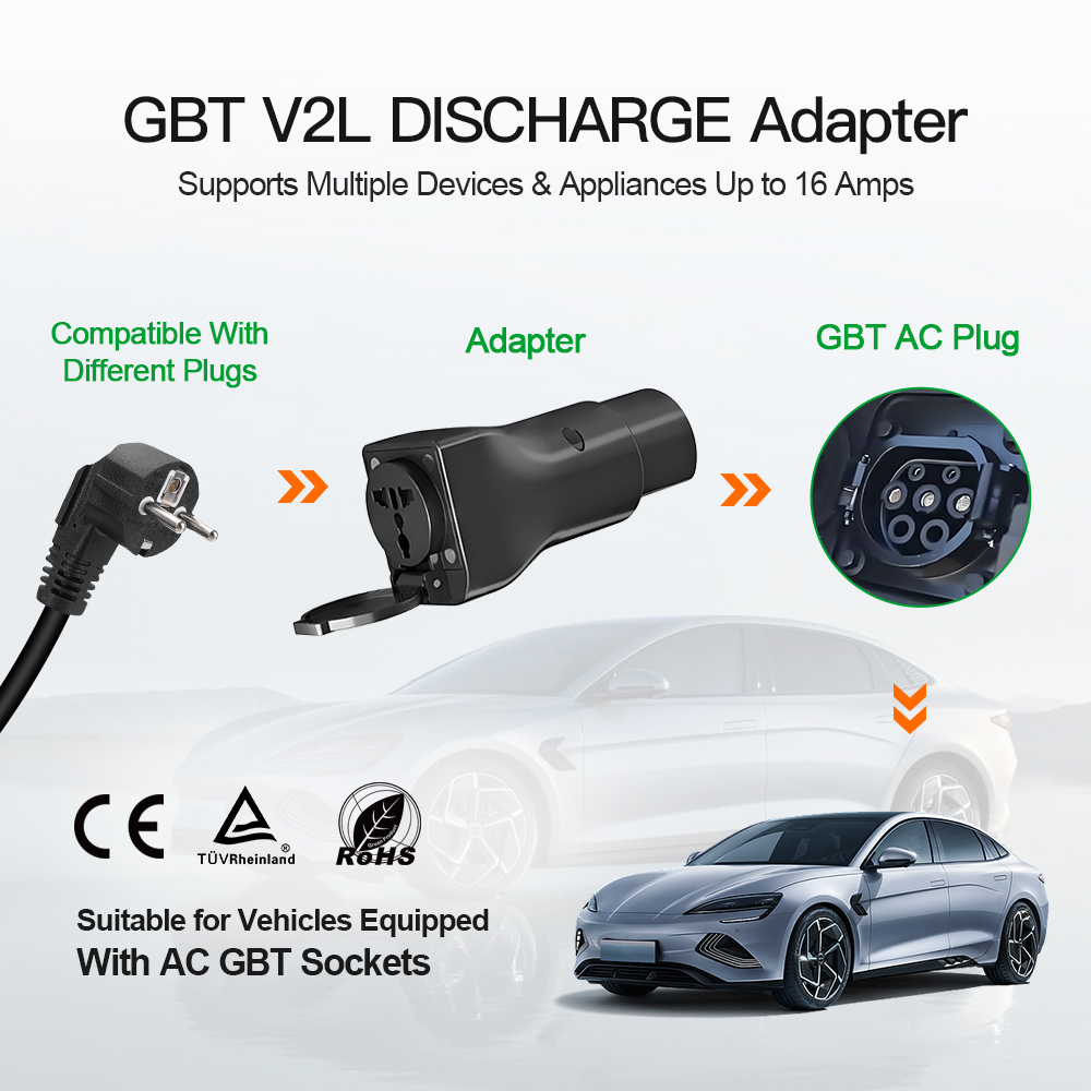 New 16A 3.6KW GBT V2L Type2 Pl - огляд і ціна Ev Charger Adapter Type 2 To Type 1