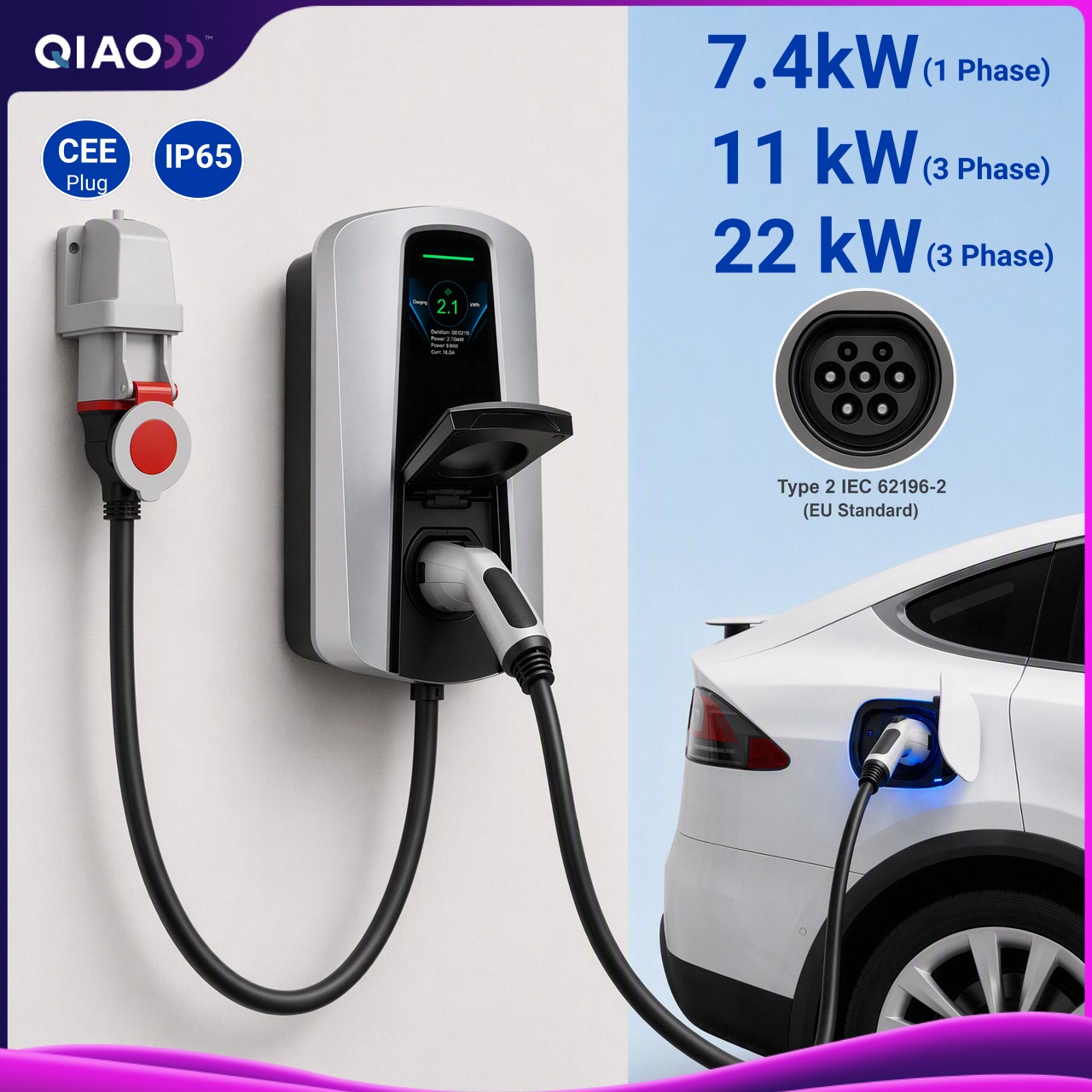 Type 2 EV Charger Socket Versi - огляд і ціна Ev Charger 11Kw Three Phase