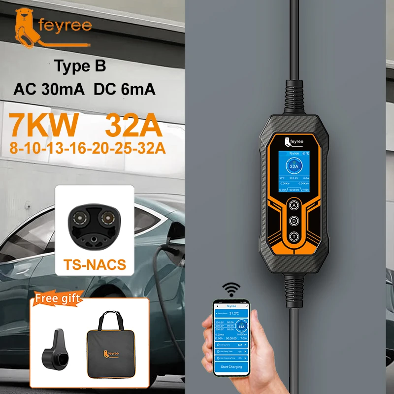 Feyree EV Charger TS-NACS Sock - огляд і ціна Portable Ev Charger 16A Adjustable