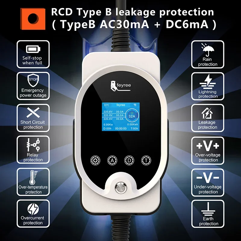 Feyree 22KW Type2 Cable EVSE W - огляд і ціна Ev Charging Cable 5M 22Kw