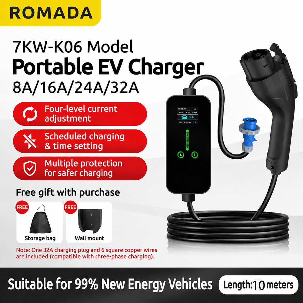 7.2KW 32A Portable Type2 IEC62 - огляд і ціна Ev Charging Cable Type 2 32A