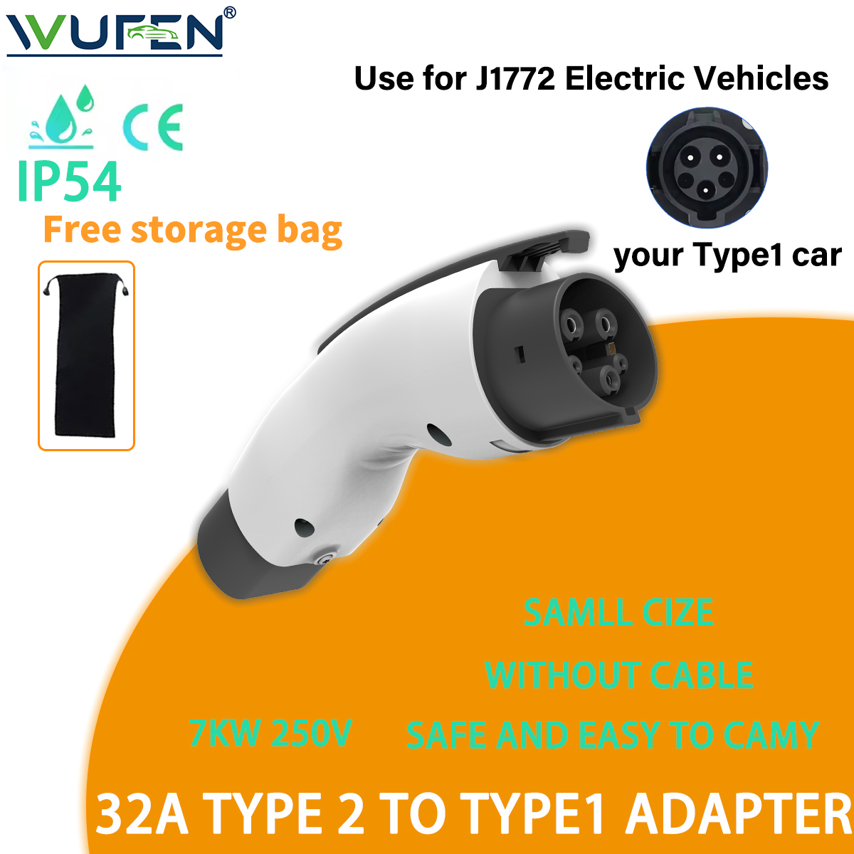 WUFEN Type2 to Type1 EV Charge - огляд і ціна Ev Charger Adapter Type 2 To Type 1