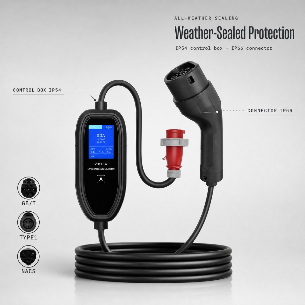 Portable EV Charger 22kW EV Ch - огляд і ціна Portable Ev Charger 16A Adjustable