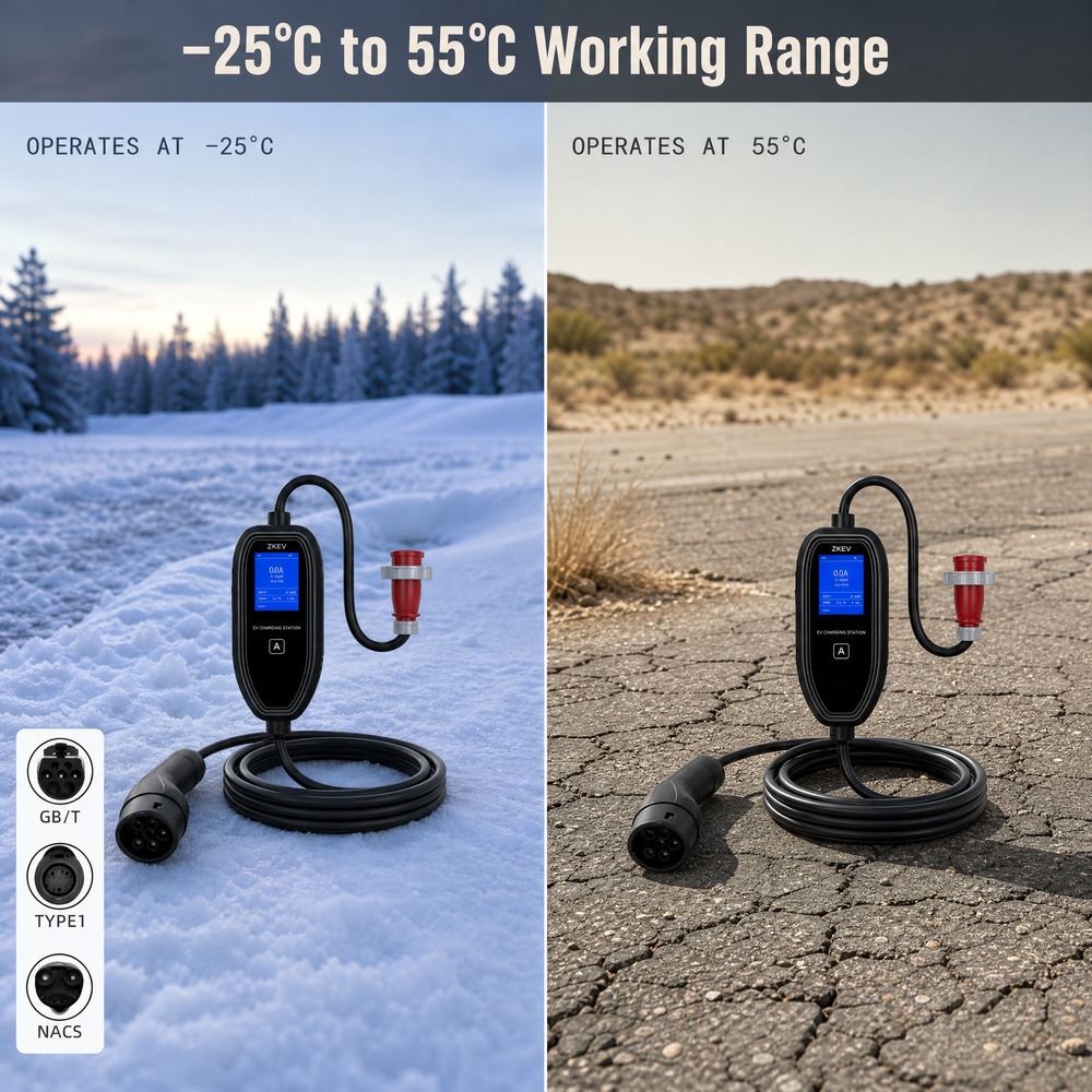 Portable EV Charger 22kW EV Ch - огляд і ціна Portable Ev Charger 16A Adjustable