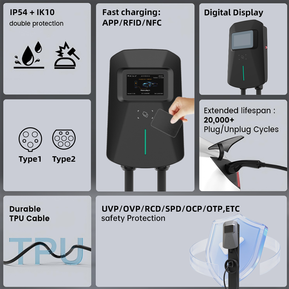 ChargerIn EV Charging Station  - огляд і ціна Ev Charging Cable 5M 22Kw