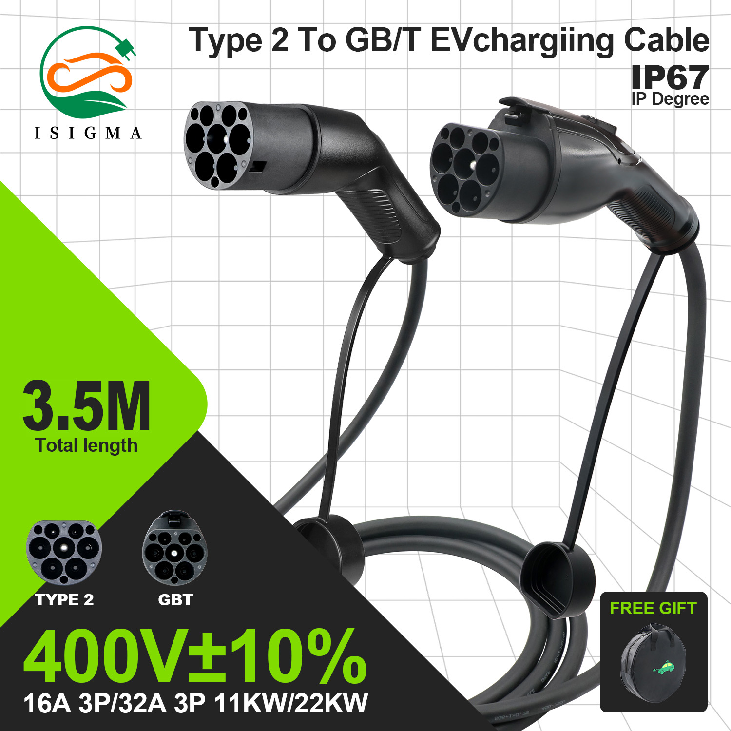 GOODCELL Type 2 to GBT 3.5m si - огляд і ціна Ev Charging Cable Type 2 32A