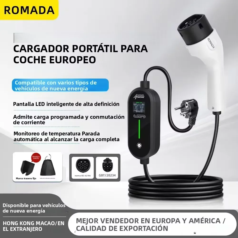 ROMADA 7KW 32A EV Portable Cha - огляд і ціна Portable Ev Charger 16A Adjustable