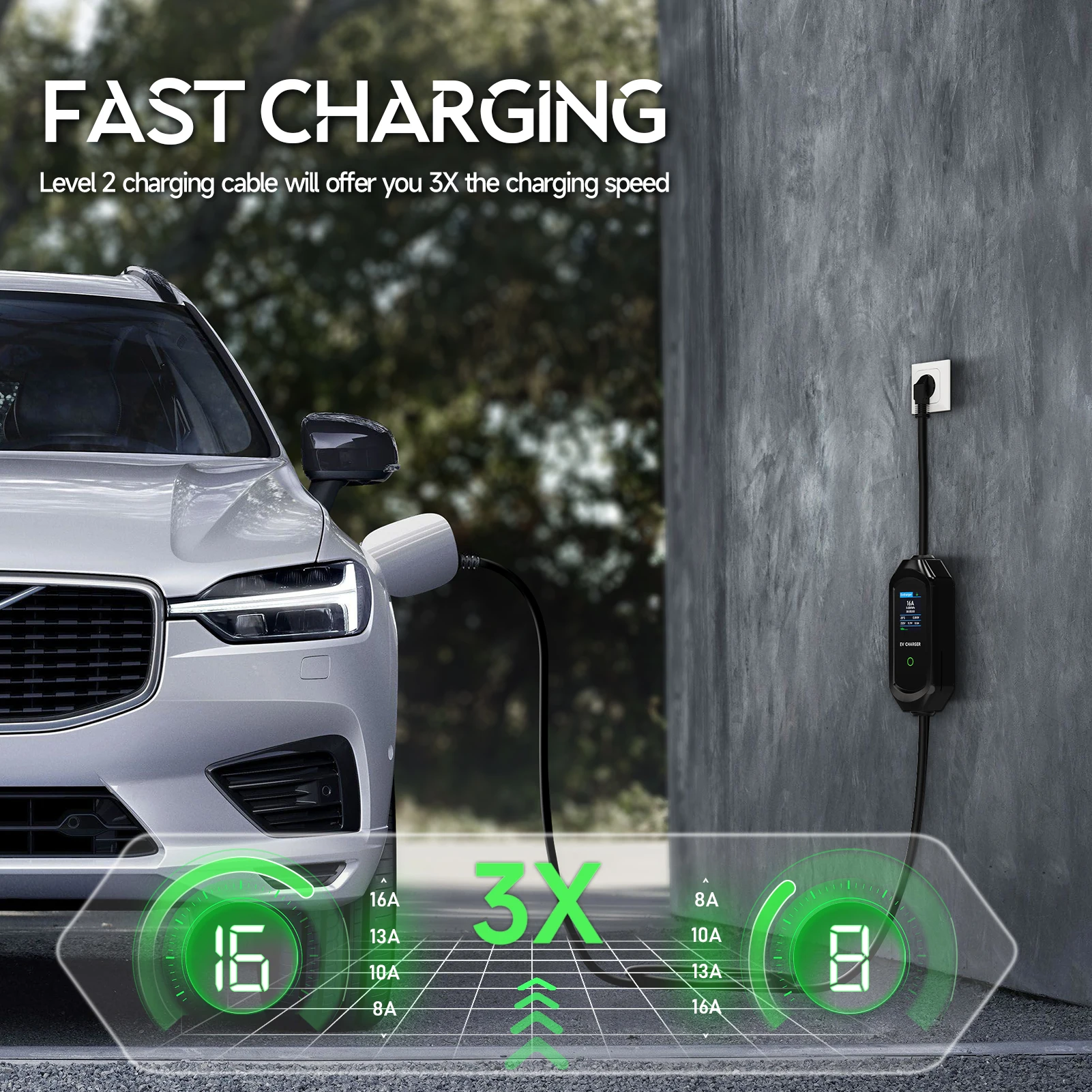 AFEEV 3.5KW 16A Portable EV Ch - огляд і ціна Portable Ev Charger 16A Adjustable