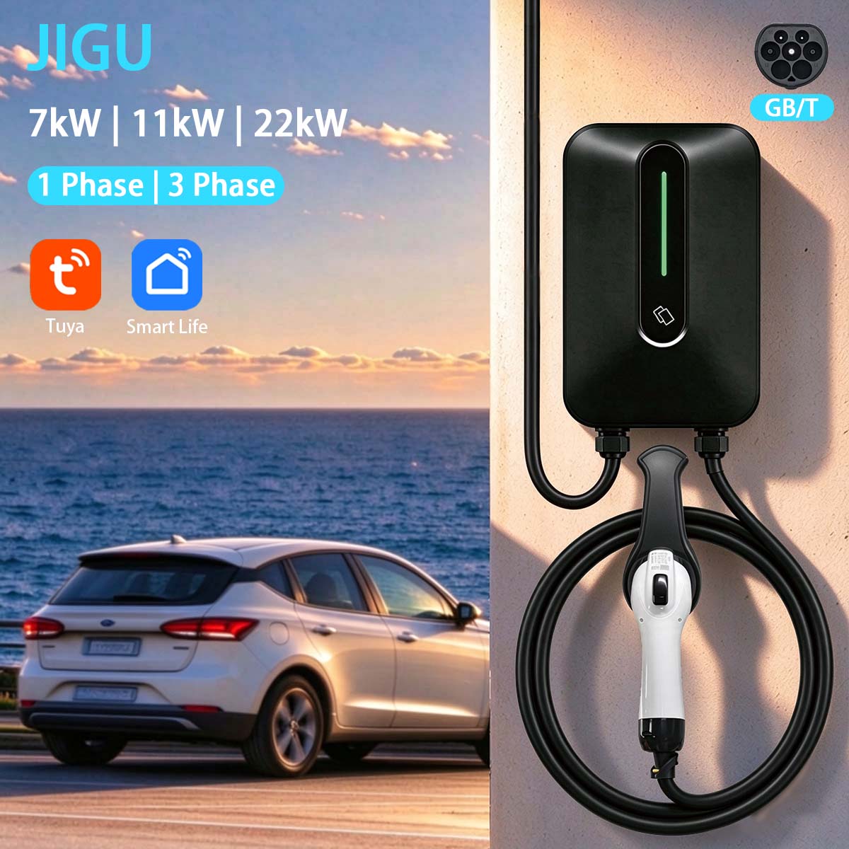 JIGU GBT EV Charger 7kW 11kW 2 - огляд і ціна Ev Charger 7Kw Single Phase