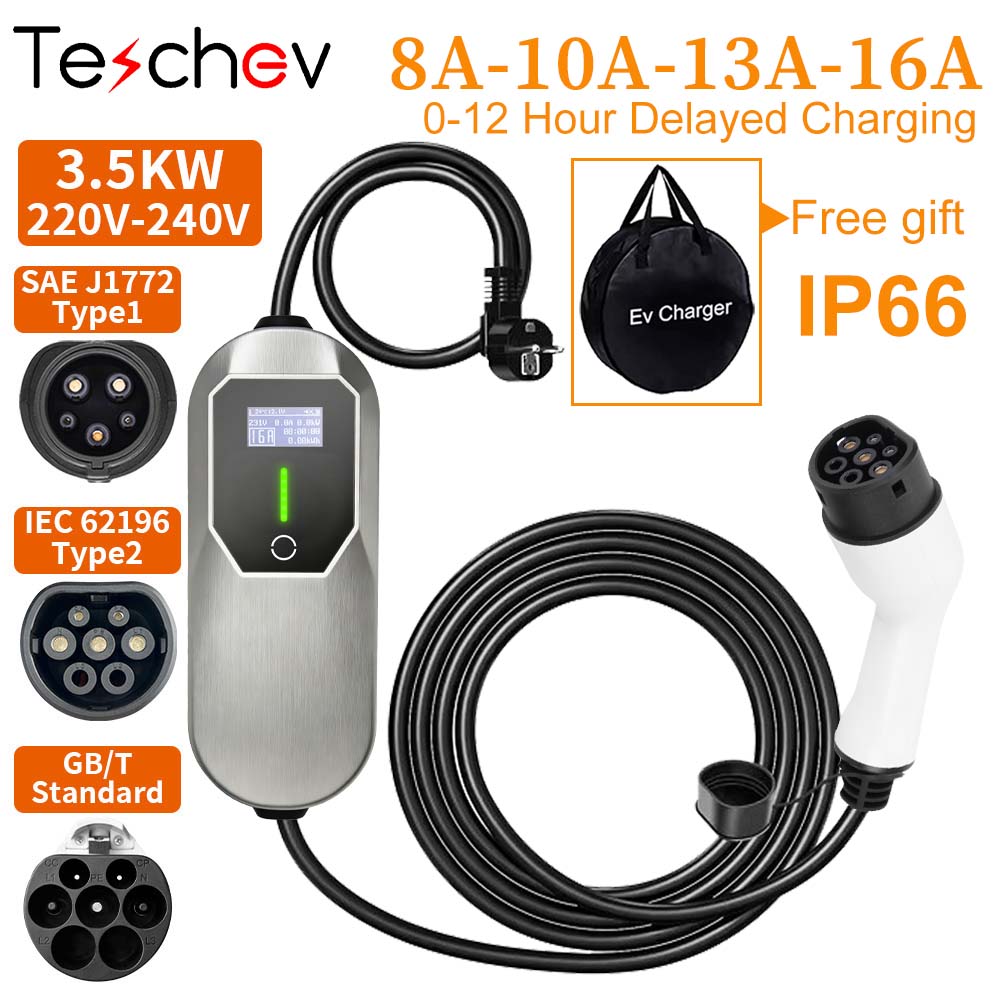 3.5KW 16A Portable EV Charger  - огляд і ціна Portable Ev Charger 16A Adjustable