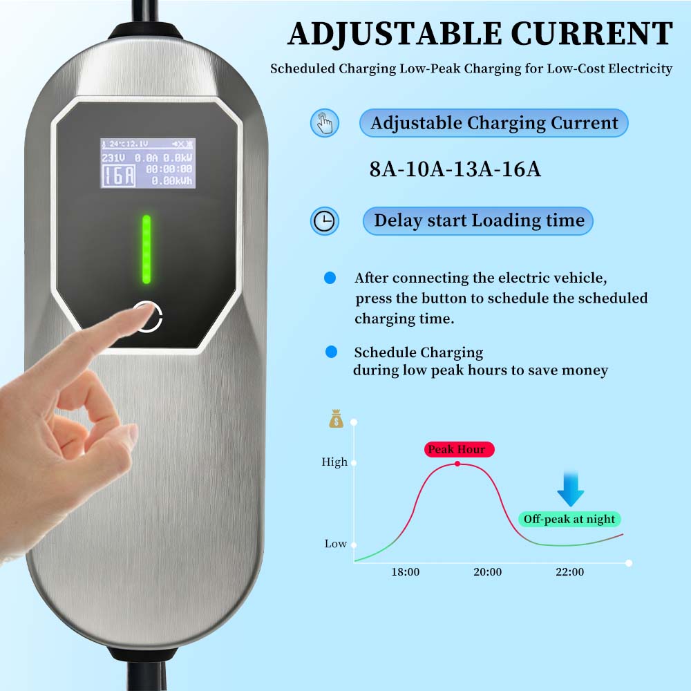 3.5KW 16A Portable EV Charger  - огляд і ціна Portable Ev Charger 16A Adjustable