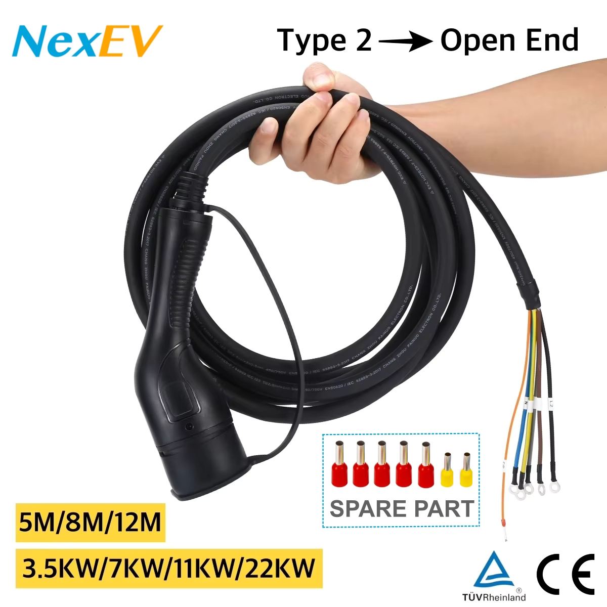 NexEV 3.5KW 7KW 11KW 22KW IEC6 - огляд і ціна Ev Charging Cable 5M 22Kw